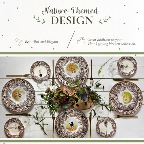 Spode Woodland Hunting Dogs English Springer Spaniel Salad Plate - 8 Inch Fine Earthenware, Dishwasher, Microwave & Warm Oven Safe to 225°F - Made in England Rustic Wildlife Tableware - Image 3
