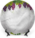 Ceramic Plates, Vineyard Decorative Ceramic Plates, Leaves and Ripe Grapes, 7 Inch, for Dining, Parties, Wedding, Multicolor