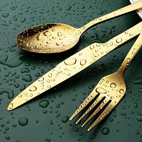 Gold Silverware Set, OGORI 30-Piece Gold Forged Stainless Steel Flatware Set with Square Handle, Service of 6 - Image 4