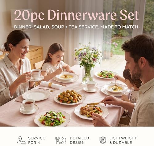 Joseph Sedgh Collection Sandra Bone China Dinnerware Set, 20-Piece - Image 2