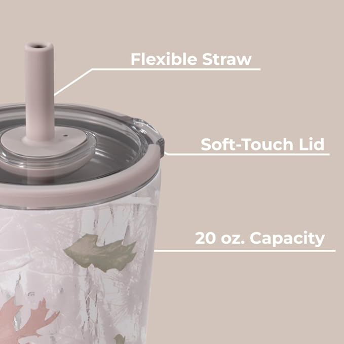 HydroJug Everyday Tumbler 20 oz – Ceramic-Lined Insulated Tumbler with Straw and Soft-Touch Lid, Cup Holder Friendly, Double-Wall Vacuum Insulation, Reusable Travel Cup – Camo