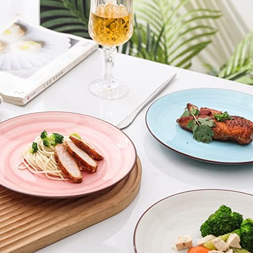 Selamica Ceramic 10 inch Dinner Plates, Large Dessert Salad Plates, Porcelain Serving Plate for Appetizer, Pancakes, Steak, Set of 6, Black Speckles, Gradient Color - Image 5