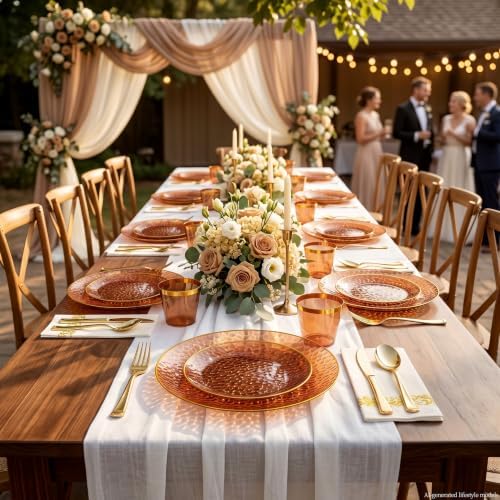 DaYammi 175PCS Amber Plastic Dinnerware Set for 25 Guests - Image 4