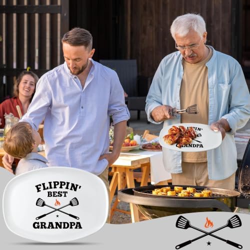 R HORSE Grandpa Grill Platter Gift, BBQ White Oval Melamine Serving Tray - Image 5