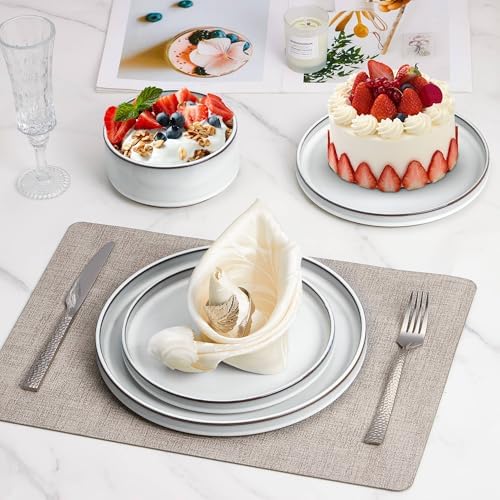 LIANYU Plates and Bowls Set for 8, 24 Piece Stoneware Dinnerware Sets - Image 5