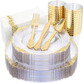 Nervure 175Pcs Clear Plastic Plates, Plastic Dinnerware Set for 25 Guest by Nervure