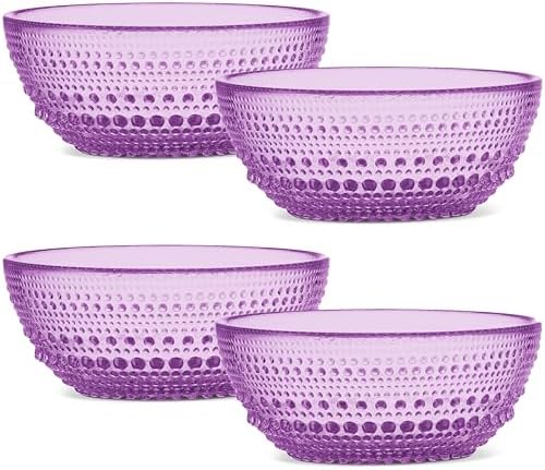 Purple Glass Bowl Set of 4 Hobnail Glass Bowls 20 oz by Yungala