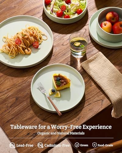 Famiware Star Stoneware Dinnerware Sets with Pasta Bowls, 16pc Dishes for 4 - Image 3