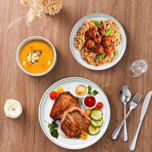 LIANYU 18 PCS Dinnerware Sets for 6, Stoneware Dinner Plates and Bowls Set - Image 2