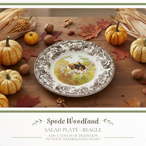 Spode – Woodland Woodland Salad Plate - Beagle - Brown/White - Image 2