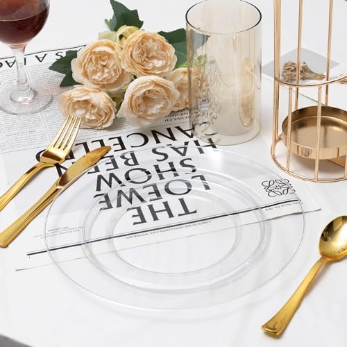 Bestluck 200PCS Clear Plastic Plates, Disposable Plates for 100 Guests - Image 5