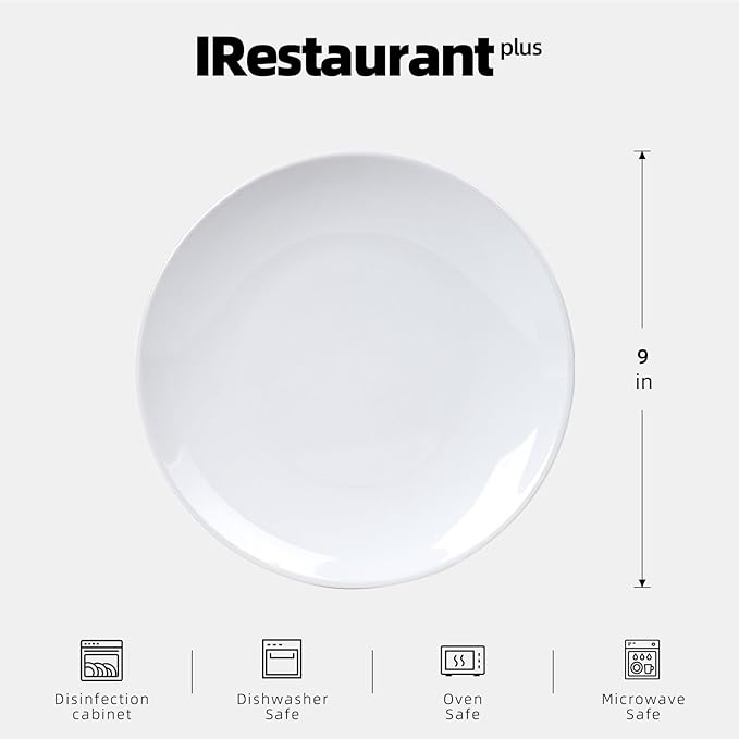 Stoneware Coupe Commercial Grade Dinnerware, Bright White Plate 9", Case of 24