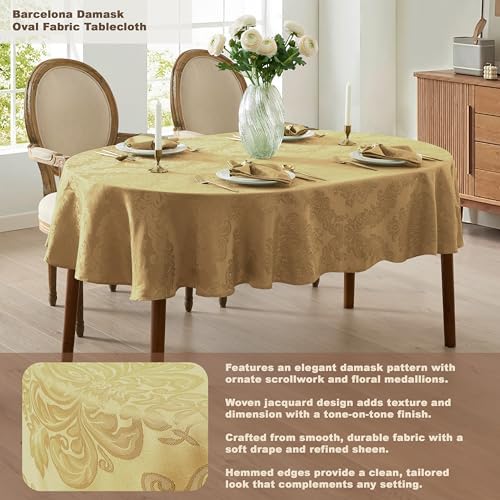Newbridge Barcelona Damask Fabric Napkins, Set of 4, Gold – No Iron, Soil Resistant Cloth Napkins for Dining, Parties and Holidays - Image 6