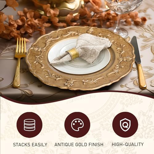 MAONAME Antique Gold Charger Plates Set of 6, 13" Round Plate Chargers - Image 4