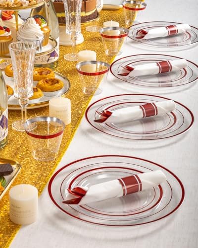 Goodluck 350 Pcs Red Disposable Plates, Clear Plastic Plates and Napkins - Image 4