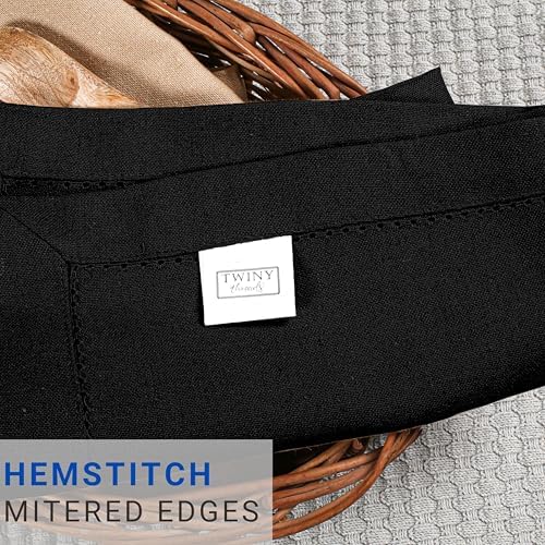 TWINY threads Pack of 12 100% Cotton Cloth Napkins, 18" x 18" - (Black) - Image 3