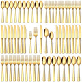 Stapava 60 Pcs Gold Silverware Set, Food-Grade Stainless Steel Flatware Sets for 12 Mirror Polished Cutlery Utensil Sets Include Dinner Knives Spoons and Forks Set Dishwasher Safe for Home Restaurant by StapavaSilverwareSet