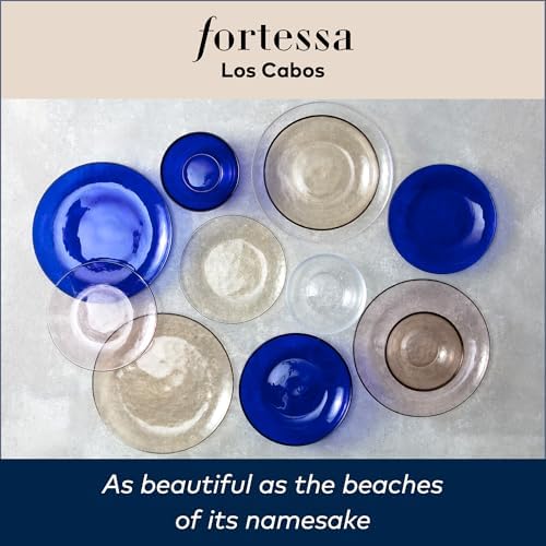 FORTESSA Los Cabos Tableware, 16-Piece Glass Dinnerware Set with 4 Dinner Plates, 4 Salad Plates, 4 Coupe Bowls and 4 Cereal Bowls, Dishwasher-Safe Glass Plate Set, Pink - Image 4