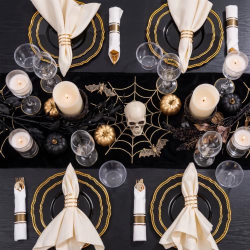 Hioasis 350 Pcs Black and Gold Plastic Plates for Wedding & Party - Image 4