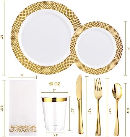 FOCUSLINE 175 Pieces Gold Dinnerware Set for 25 Guests - Image 6