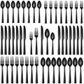 Stapava 40 Pcs Black Silverware Set, Food-Grade Stainless Steel Flatware Set for 8 Mirror Polished Cutlery Utensil Sets Include Dinner Knives Spoons and Forks Set Dishwasher Safe for Home Restaurant by StapavaSilverwareSet