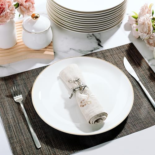 BTaT- White Porcelain Dinner Plates, Set of 12, 10.5" Gold Rimmed, Classic Style, Formal Dining (Pack of 3) - Image 6