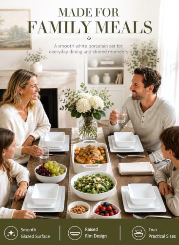 Ceramic Dinnerware Sets for 3, 9-Piece Square Plates and Bowls Sets - Image 3
