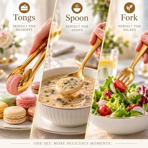 24 Pcs Gold Plastic Serving Utensils Set, Serving Spoons For Buffet - Image 4