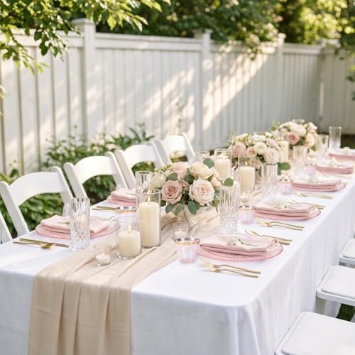 DaYammi 175PCS Clear Pink Plastic Dinnerware Set for 25 Guests - Image 4