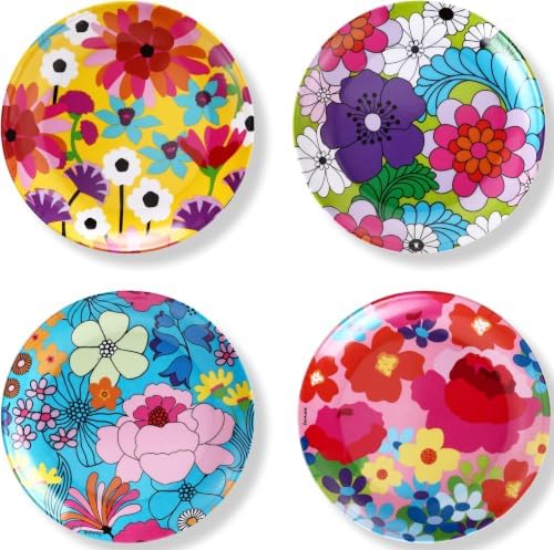 French Bull Assorted Plates - 4 Piece Set - 11 inch Melamine Dinner Plate Set - Melamine Dinnerware for Indoor and Outdoor - Assorted Garden Floral (Pack of 6) by FrenchBull