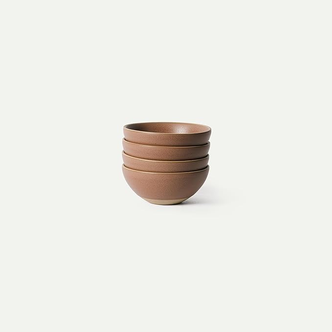 MORA Small Bowls Set of 4, 16oz Ceramic Pottery Dessert Bowls - Microwave, Oven and Dishwasher Safe - Terracotta