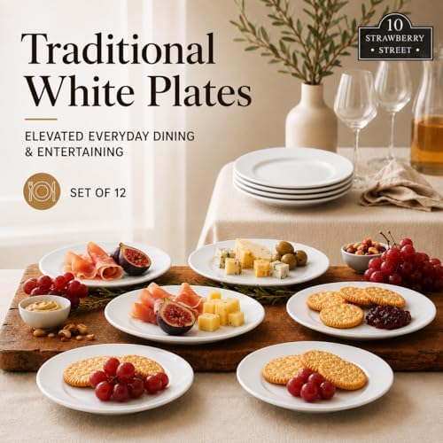 10 Strawberry Street 6" Catering Round Appetizer Plate, Set of 12,White - Image 4