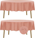 Fokitut 2 Pack Waterproof Round Tablecloth, 90 Inch, Stain Resistant and Wrinkle Polyester Table Cloth, Fabric Table Cover for Kitchen Dining, Wedding, Party, Holiday Dinner-Dusty Pink