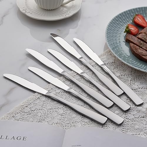 Dinner Knives, Stainless Steel 8.7" Heavy Duty Table Knife Silverware, Metal Cutlery Set, 6-Piece - Image 3