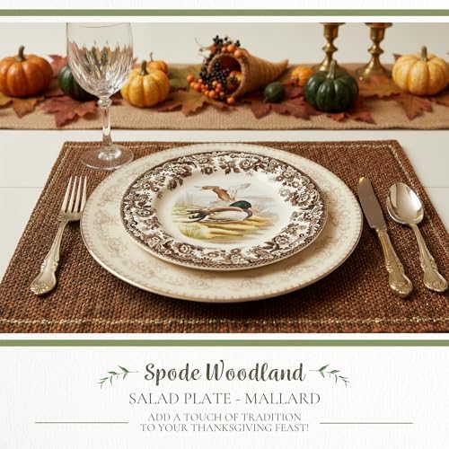 Spode Woodland Mallard Wildlife 8" Salad Plate - Fine Earthenware, Dishwasher & Microwave Safe, Made in England - Seasonal Dinnerware for Holiday, Rustic, & Countryside Table Settings - Image 2