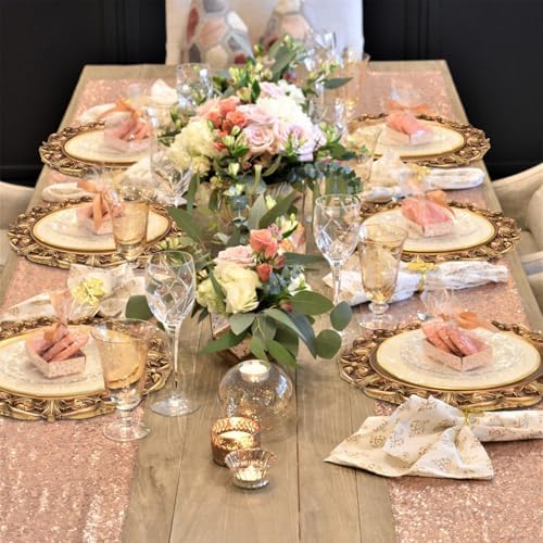 MAONAME 14" Antique Gold Charger Plates Set of 6, Round Plate Chargers - Image 7