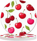 Cherry Berries Coasters for Drinks Office Coffee Table Healthy Fresh Fruit Food Glossy Leaf Organic Ripe Sweet Graphic Living Room Decor Set of 2 for Cold Drinks Wine Mugs and Cups 4 Inch