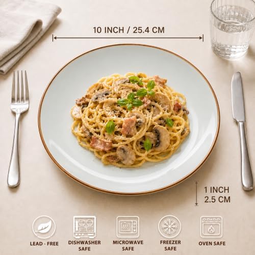 Dinner Plates Set of 6, 10 Inch Scratch Resistant Ceramic Plates, Pasta Plate, Salad Plate, for Main Course, Dishwasher and Microwave Safe, Cold Multicolor - Image 2