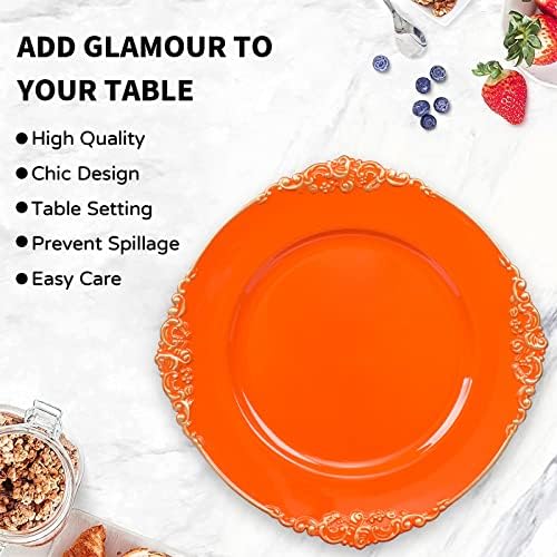 MAONAME Orange Charger Plates Set of 6, Plate Charges for Dinner Plates - Image 5