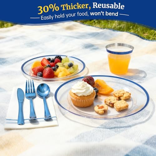 AIRE Blue Gold Plastic Plates Set, 350PCS Disposable Tableware for 50 - Image 5