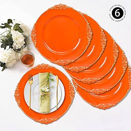 MAONAME Orange Charger Plates Set of 6, Plate Charges for Dinner Plates - Image 4