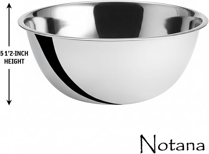 8 Quart Stainless Steel Mixing Bowl - Large Capacity Heavy Duty Kitchen Prep Bowls, Flat Base Design, Dishwasher Safe, For Baking, Dough, Salad, Cooking & Food Prep - 2 Pack