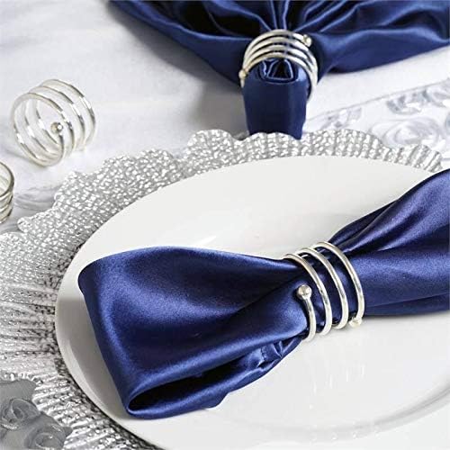 Silver Napkin Rings Set of 6, Christmas Napkin Rings Metal Napkin Holders for Thanksgiving Weddings Family Gatherings Table Decorations (6 Spring Silver)