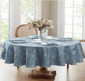 Newbridge Barcelona Luxury Damask Fabric Tablecloth, 100% Polyester, No Iron, Soil Resistant Dining Room, Party Banquet and Holiday Tablecloth, 60 Inch x 102 Inch Oval, Blue by HomeBargainsPlus