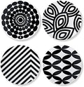 French Bull Assorted Plates - 4 Piece Set - 9 inch Melamine Salad Plates Set of 4 - Melamine Dinnerware for Indoor and Outdoor - Assorted Black and White by FrenchBull