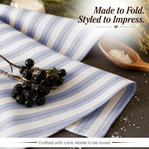 TWINY threads Set of 12 100% Cotton Cloth Napkins, 18"x18",Navy - Image 2