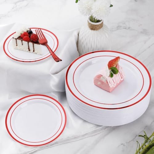 Goodluck 600 Pieces Red Disposable Plastic Plates for 100 Guests - Image 6