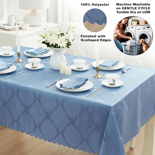Newbridge Holiday Ribbons Bows Blue 52 x 70 Rectangle Tablecloth - Image 4