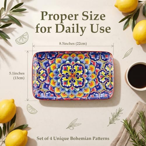 HaWare Boho 8.5 Inch Rectangular Salad Plates Set of 4 - Image 2