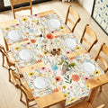 ANNA QUEEN Floral Table Runner and Placemats Set of 6 – 13"x72" Table Runner & 12"x18" Placemats, Wildflower Botanical Pattern Elegant Dining Table Decor by ANNAQUEEN
